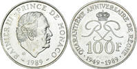 Monaco 100 Francs Coin, Rainier III, 40e anniversaire de règne -