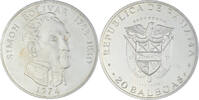 Panama 20 Balboas Coin, U.S. Mint, Simon Bolivar, Silver -