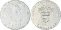 Panama 20 Balboas Coin, U.S. Mint, Simon Bolivar, Silver -