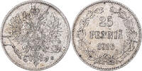 Finland 25 Penniä Coin, Nicholas II, Helsinki, Silver -