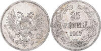 Finland 25 Penniä Coin, Nicholas II, Helsinki, Silver -