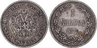 Finland Markka Coin, Alexander II, Helsinki, Silver, KM:3.2 -