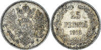 Finland 25 Penniä Coin, Nicholas II, Helsinki, Silver -