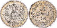 Finland 25 Penniä Coin, Nicholas II, Helsinki, Silver -