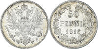 Finland 50 Penniä Coin, Nicholas II, Helsinki, Silver -