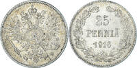 Finland 25 Penniä Coin, Nicholas II, Helsinki, Silver -