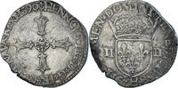 France 1/4 Ecu Coin, Henri IV, La Rochelle, 3rd type, Silver -