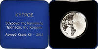 Cyprus 5 Euro 50th Anniversary - Central Bank, Proof, Silver -