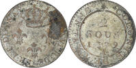 FRENCH GUIANA 2 Sous Cayenne, Louis XVI, Paris, Copper -