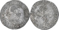 France 1/2 franc au col gaufré Henri III, Paris, Silver -