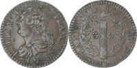 France 3 Deniers Louis XVI, Lyon, Barré, Copper -