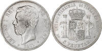 Spain 5 Pesetas Amadeao I, Madrid, Silver, KM:666 -