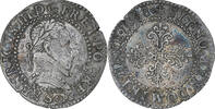 France 1/2 Franc au col plat Henri III, Poitiers, Silver -
