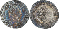 France 1/2 Franc au col plat Henri III, Poitiers, Silver -
