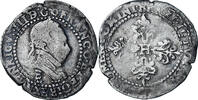 France 1/2 Franc au col plat Henri III, Rouen, Silver -