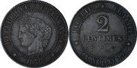 France 2 Centimes Cérès, Paris, Petit A, Bronze, KM:827.1 -