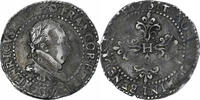 France 1/2 Franc au col plat Henri III, Rouen, Silver -
