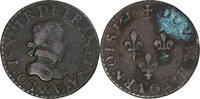 France Double Tournois Louis XIII, Amiens, 3rd type, Copper -