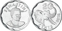 Swaziland 20 Cents Coin, ESWATINI, Acier inoxydable -