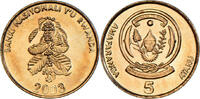 Rwanda 5 Francs Coin, Brass plated steel, KM:23 -