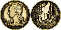 Madagascar 10 Francs Coin, Paris, Aluminum-Bronze, KM:6 -