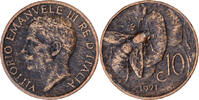 Italy 10 Centesimi Coin, Vittorio Emanuele III, Rome, Bronze -