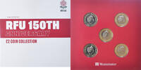 Jersey Set Coin, l Rugby RFU 150th Anniversary £2 Two Pound Coin Set 5 -