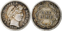 United States Dime Coin, Barber Dime, Philadelphia, Silver -