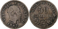Italy 50 Centesimi Coin, Vittorio Emanuele II, Naples -