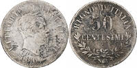 Italy 50 Centesimi Vittorio Emanuele II, Naples, Silver -