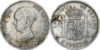 Spain 5 Pesetas Alfonso XIII, Madrid, Silver, KM:689 -