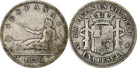 Spain Peseta Provisional Government, Madrid, Silver, KM:653 -