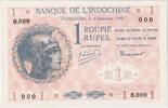 French Indochina 1 Roupie 1945 1945-09-08, Specimen UNC(63)