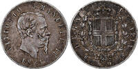 Italy 5 Lire Vittorio Emanuele II, Milan, Silver, KM:8.3 -