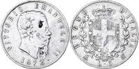 Italy 5 Lire Vittorio Emanuele II, Milan, Silver, KM:8.3 -