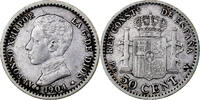 Spain 50 Centimos Alfonso XIII, Madrid, Silver, KM:723 -