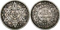 Morocco 100 Francs Mohammed V, Paris, Silver, KM:52 -