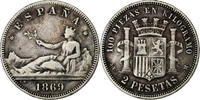 Spain 2 Pesetas Provisional Government, Madrid, Silver -