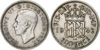 Great Britain 6 Pence George VI, Silver, KM:852 -