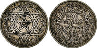 Morocco 200 Francs Mohammed V, Paris, Silver, KM:53 -