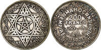 Morocco 200 Francs Mohammed V, Paris, Silver, KM:53 -