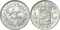 Dutch East Indies 1/10 Gulden NETHERLANDS EAST INDIES, Wilhelmina I, San Francisco, Silver -
