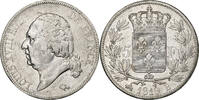 France 5 Francs Louis XVIII, Louis XVIII, Rouen, Silver -