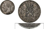 Belgium 5 Francs, 5 Frank Leopold II, Brussels, Edge B, Silver -