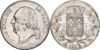 France 5 Francs Louis XVIII, Rouen, Silver, Gadoury:614 -