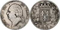 France 5 Francs Louis XVIII, Paris, Silver, Gadoury:614 -
