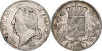 France 5 Francs Louis XVIII, Paris, Silver, Gadoury:614 -