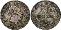 Italy 50 Centesimi Vittorio Emanuele II, Milan, Silver -