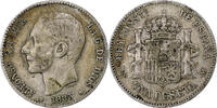 Spain Peseta Alfonso XII, Madrid, Silver, KM:686 -