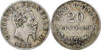Italy 20 Centesimi Vittorio Emanuele II, Torino, Silver -